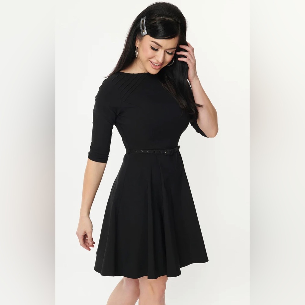 Unique Vintage Fit & Flare Dress with Pockets